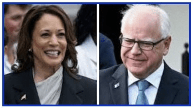 Kamala Harris and Tim Walz Side By Side Photo